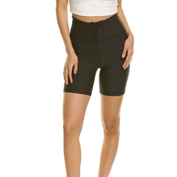 WeWoreWhat Lace Up Biker Short Solid Black Size Medium NWT - Picture 5 of 10